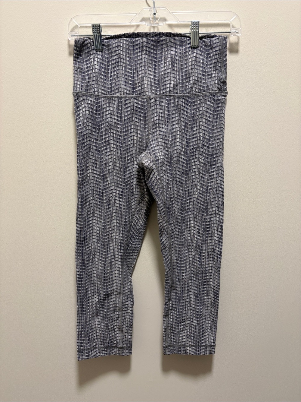 Lululemon Leggings Womens 8 Wunder Under Gray Patterned High Rise Crop Pull On